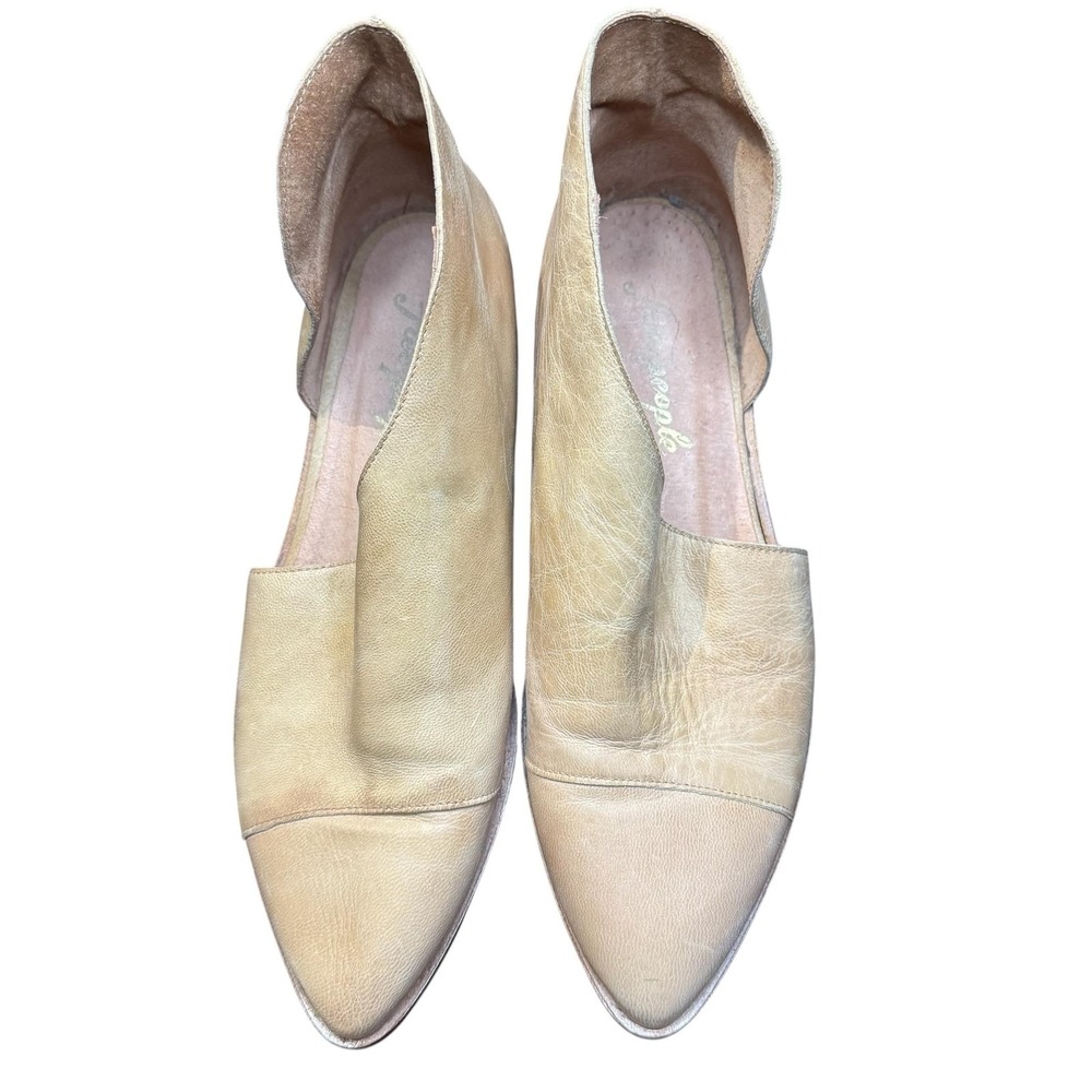 Free People Shoes Womens Size 8‎ Beige Leather Pointed Toe Flats Made In Spain